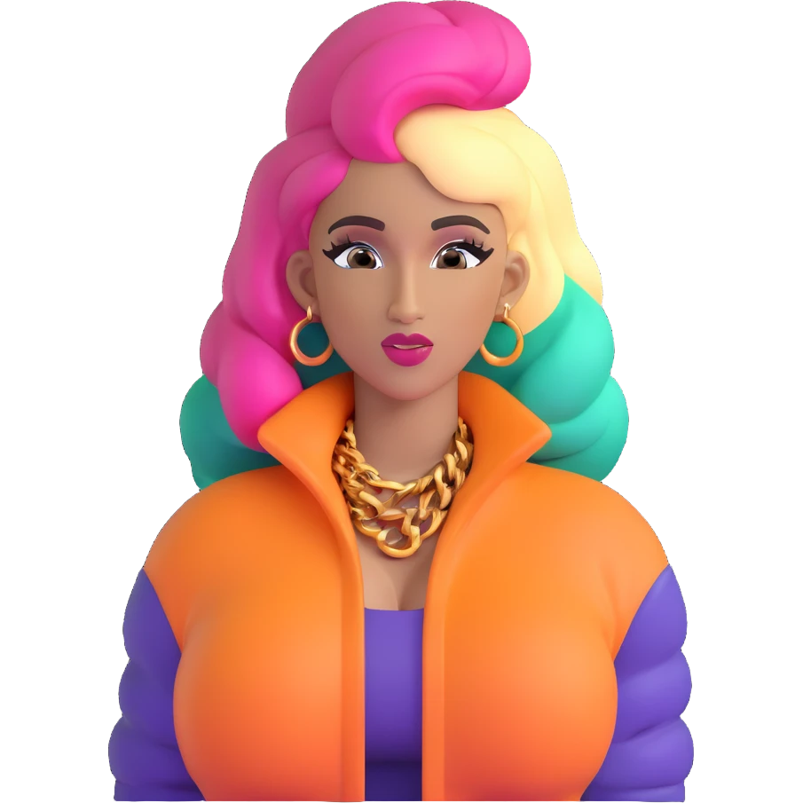 Cardi B with colorful hair emoji