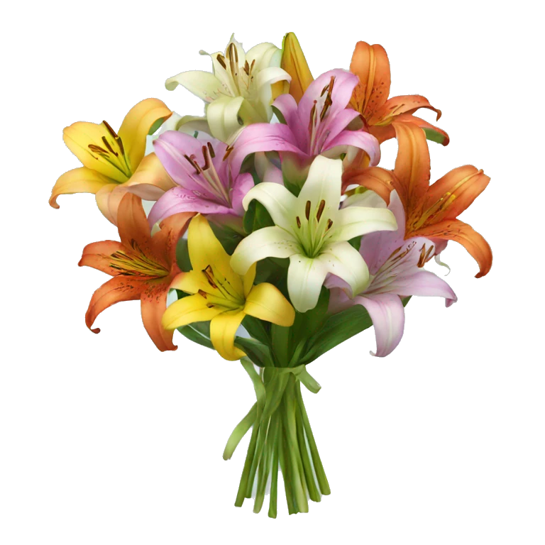 Bouquet of colorful lilies emoji