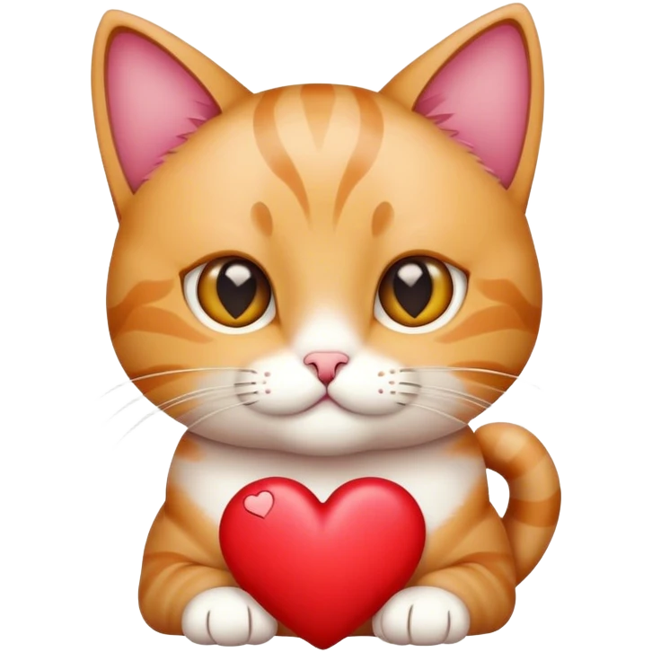 The cat shows the heart emoji