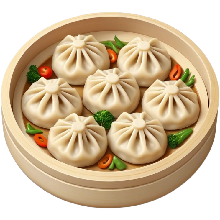 Cinematic Realistic Jiaozi Dish Emoji, depicted as delicate, handcrafted dumplings filled with savory meat and vegetables, rendered with detailed textures and warm, inviting lighting. emoji