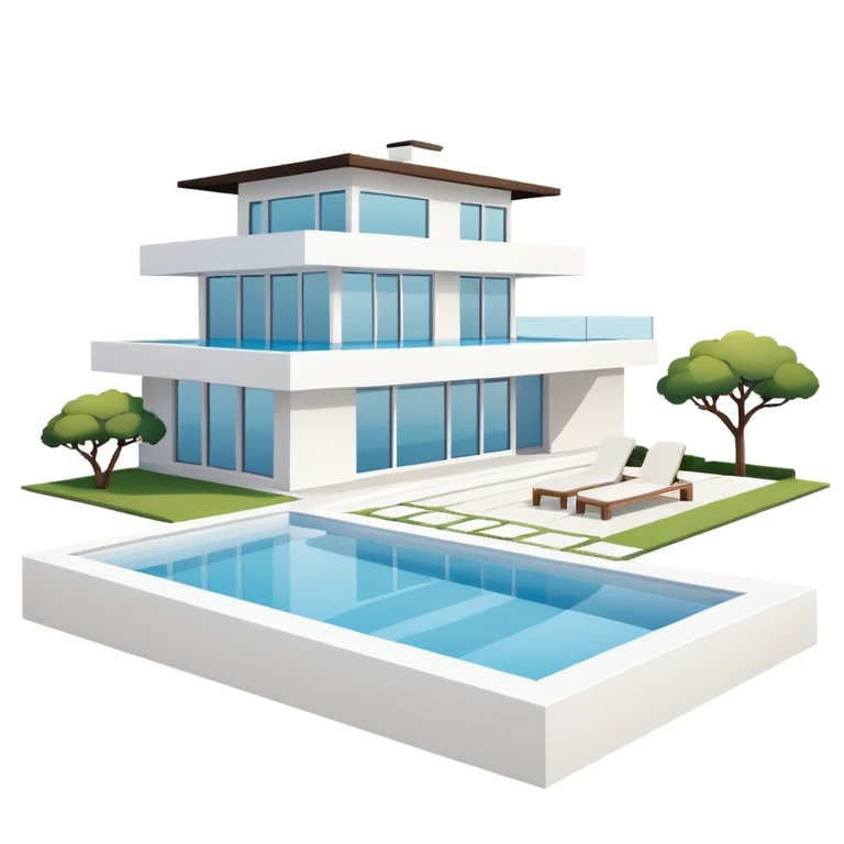 modern house on the hill, with a pool ON THE HILL WITH VIEW AT THE CITY emoji
