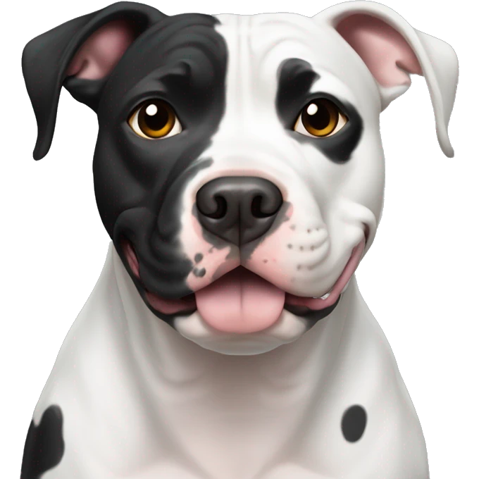 A black and white splotched pit bull emoji