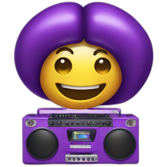 Purple bean with a boombox emoji