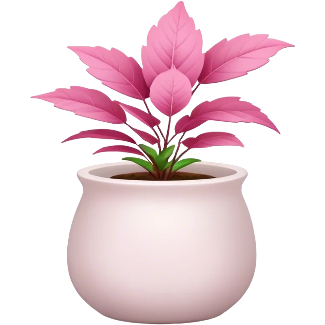 white pot small plant pink leaves emoji