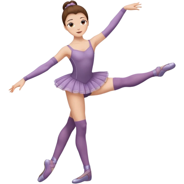 Ballet dancer in over the knee socks, leotard and long brown hair emoji