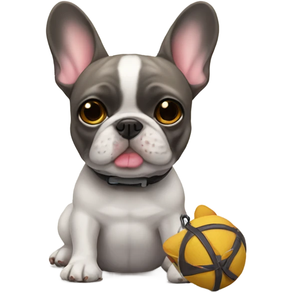 French bulldog with a toy plushie emoji