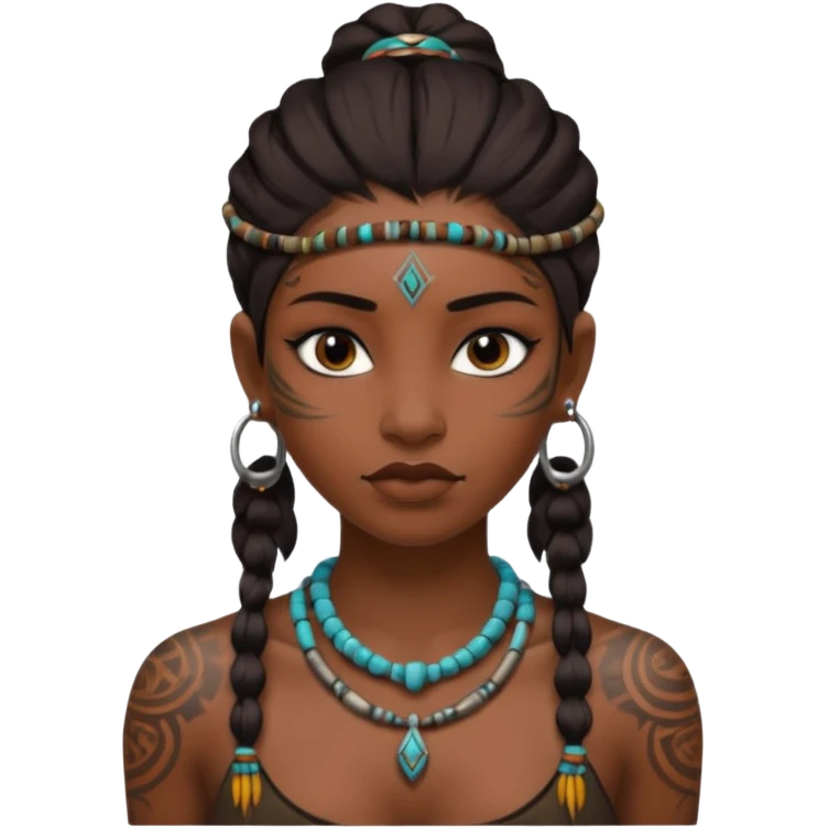 tribal girl Tattooed, DO NOT wearing necklace emoji