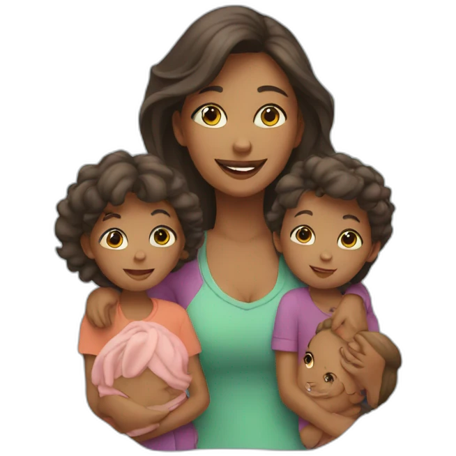 mom with four kids emoji