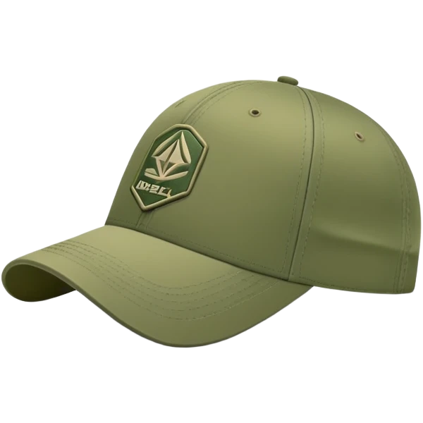 Army green Diesel cap, baseball hat with Diesel brand logo visible, khaki colored headwear, side view emoji