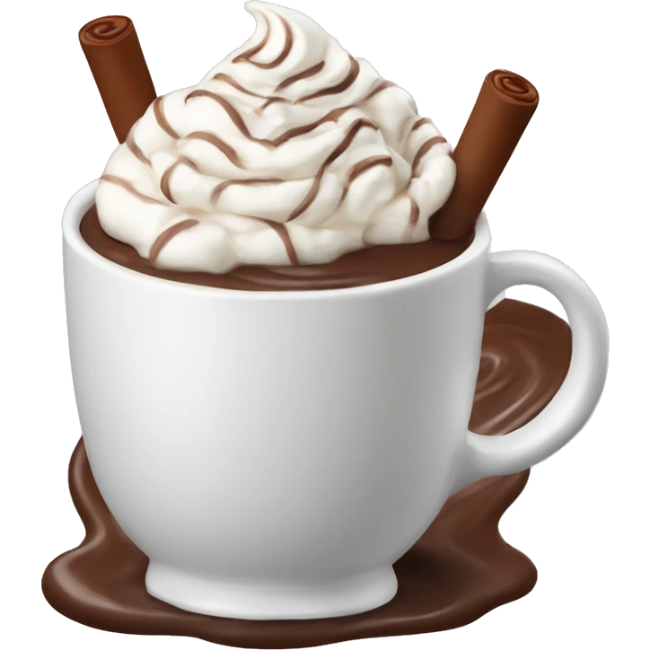 hot chocolate with whipped cream and a chocolate stick emoji
