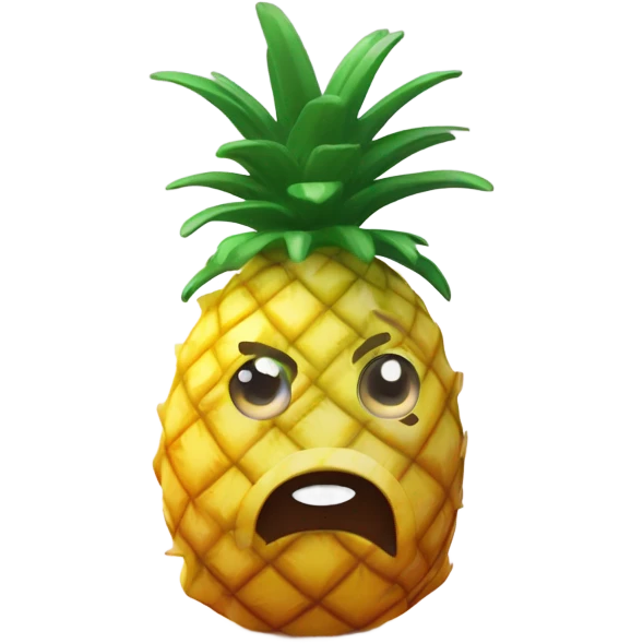3D pineapple  👱‍♀️🍍 with big shiny eyes 👀 The pineapple cute embarrassed ☺️ emoji