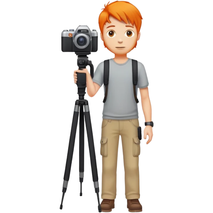orange hair full body man with camera standing emoji