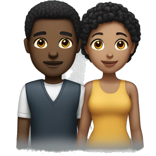 Black couple with a light skin man  emoji