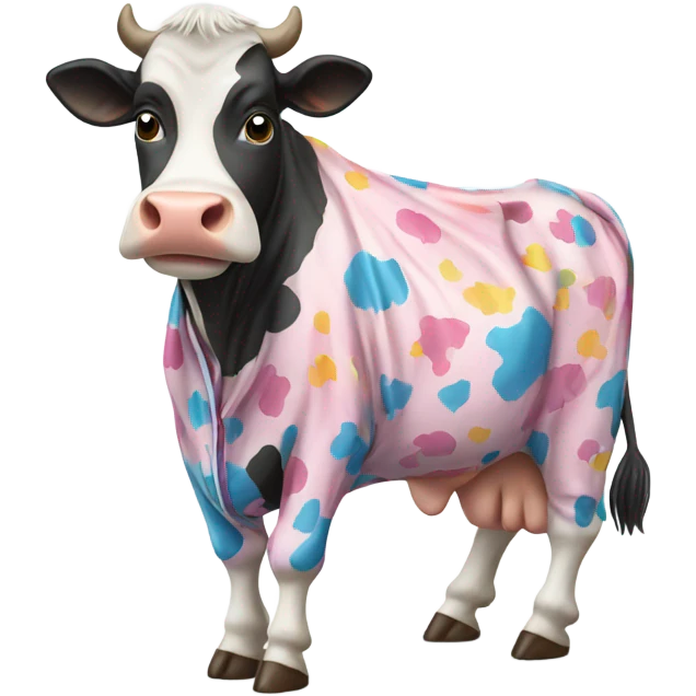 Cow wearing PJs emoji