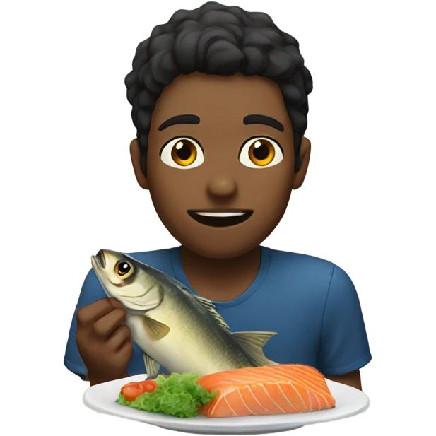 Nico eating a delicious fish emoji