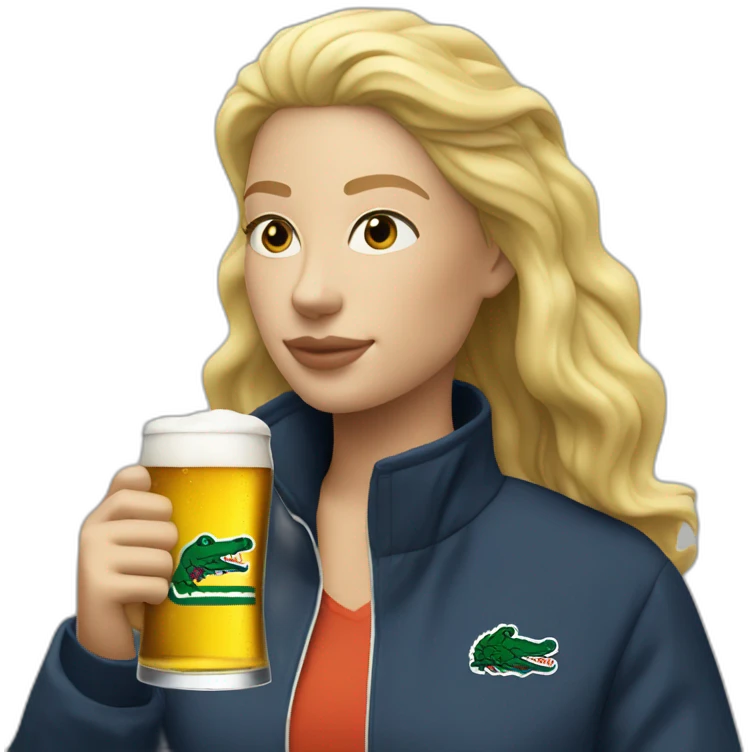 Lacoste blond friends woman drinking beer with windbreaker emoji