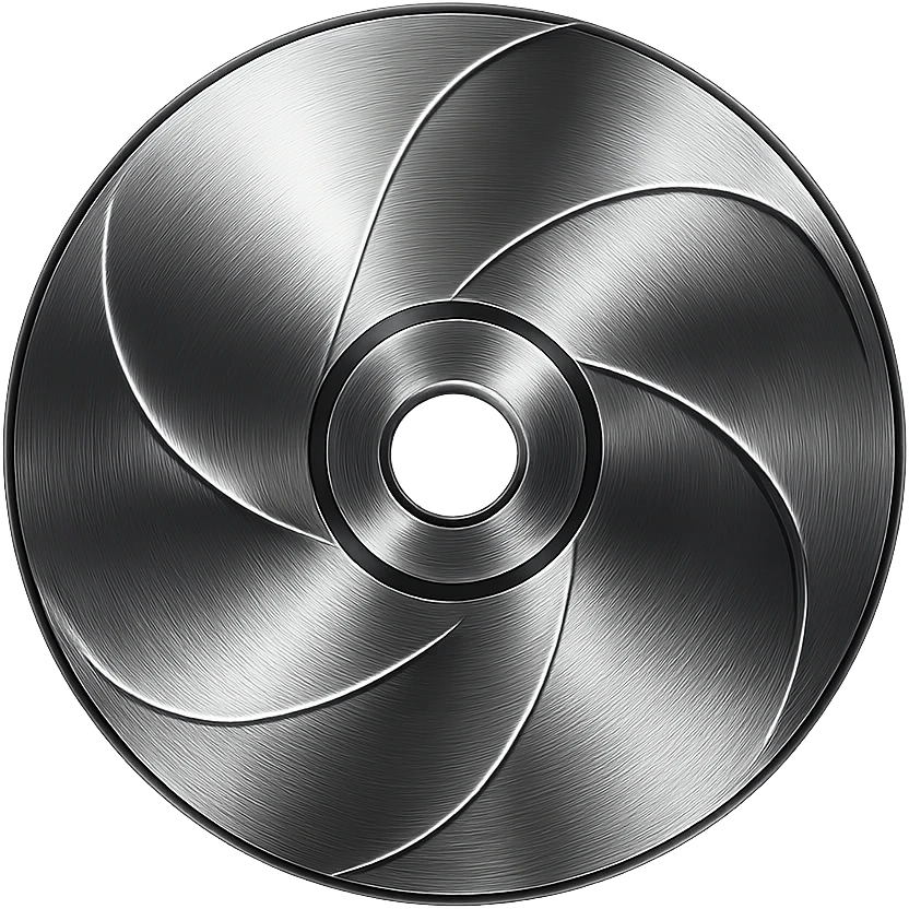 A minimalist CD disc with abstract pattern, glowing effect, red color emoji