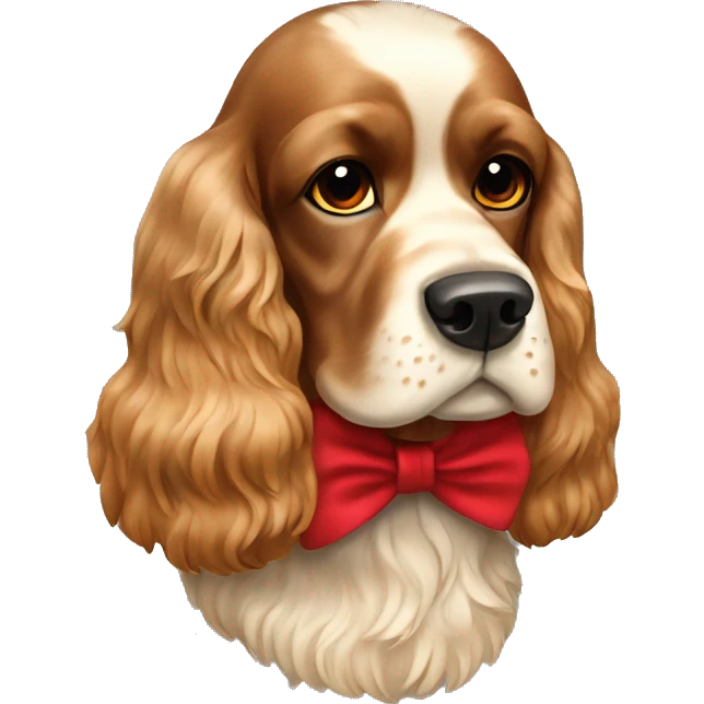 Cocker spaniel with a red bow in her neck emoji