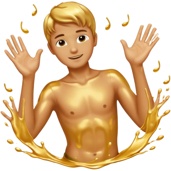 Golden liquid around the dancing boy hands without body emoji