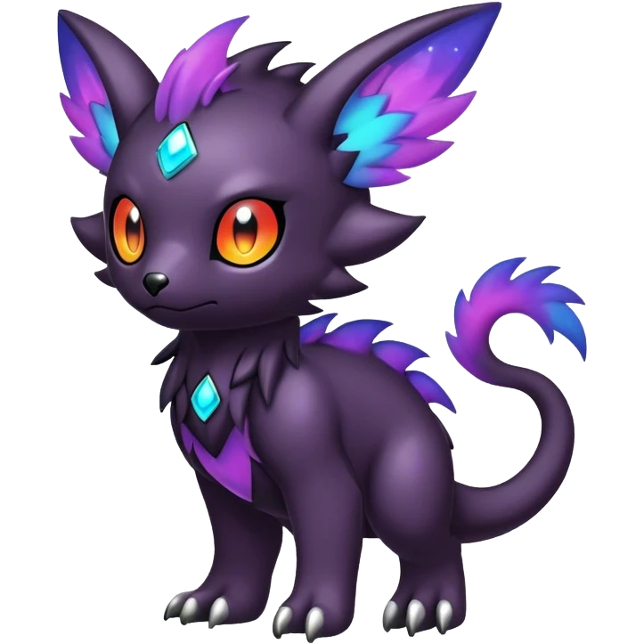 Cute cool colorful dark nebula fantasy-Fakemon-Digimon-animal-hybrid full body emoji
