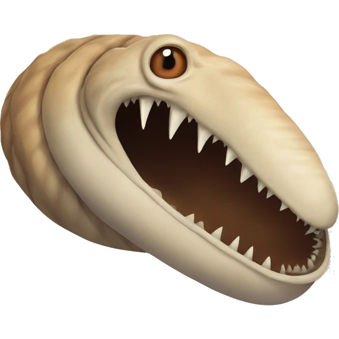 Shai-Hulud dune sandworm with mouth but no eyes and no nostrils emoji