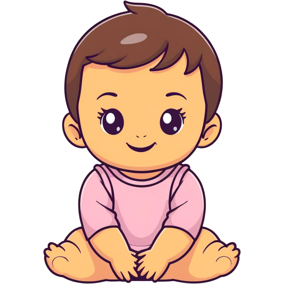 smiling baby girl with big eyes, medium skin tone, and dark hair emoji
