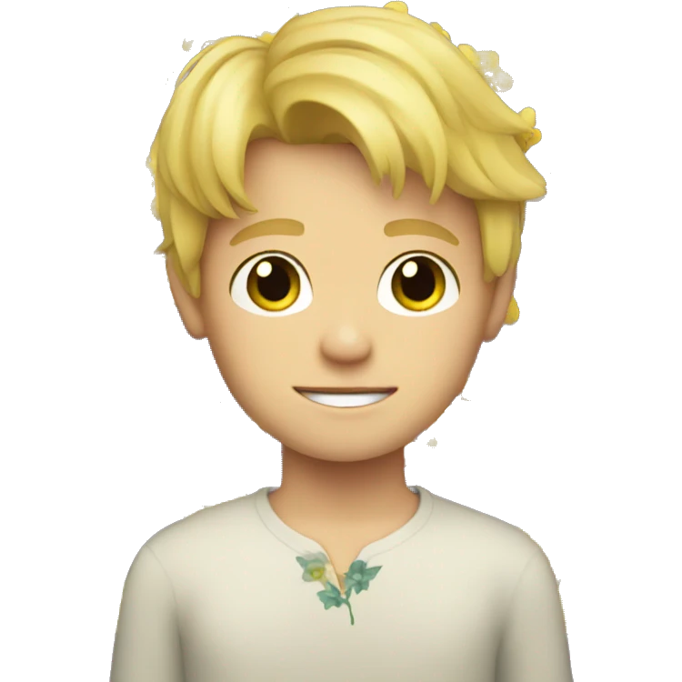 blonde boy with flower ornament emoji