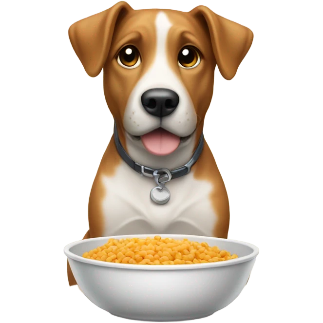Dog at a table eating dinner  emoji