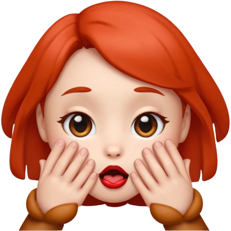 emoji with big anime like eyes like puppy eyes, puckered lips, red cheeks, Little excited clasp with their hands up by their cheeks emoji