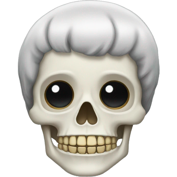 Skeleton with Black afro hair cut emoji