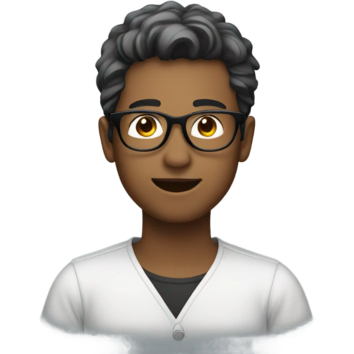 Side profile boy with silver and black hair speaking wearing glasses emoji