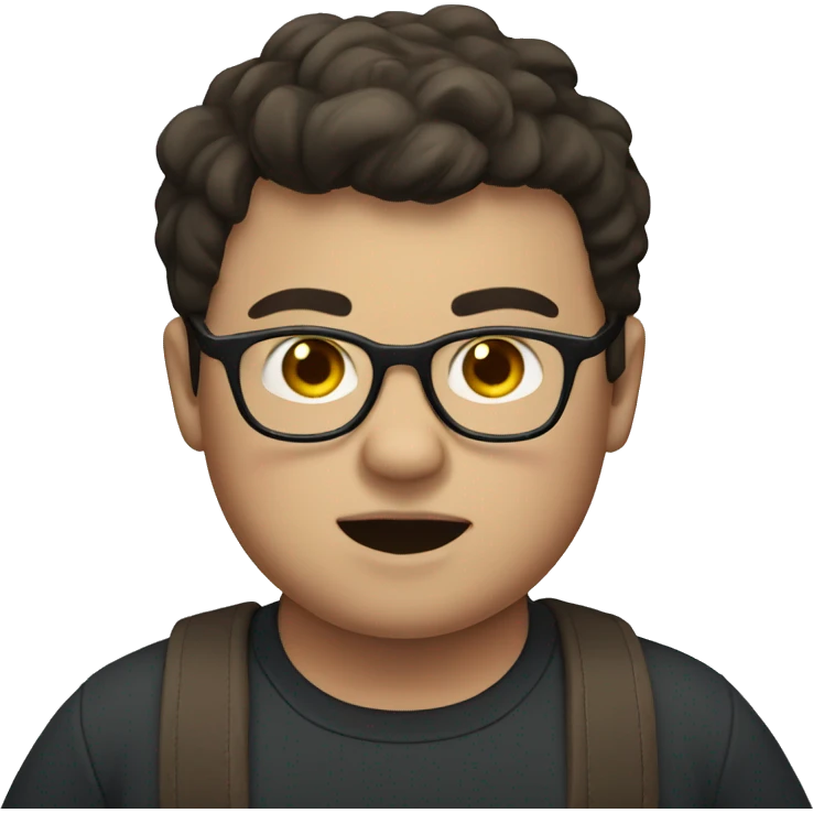 Chubby boy with glasses and short dark brown hair emoji