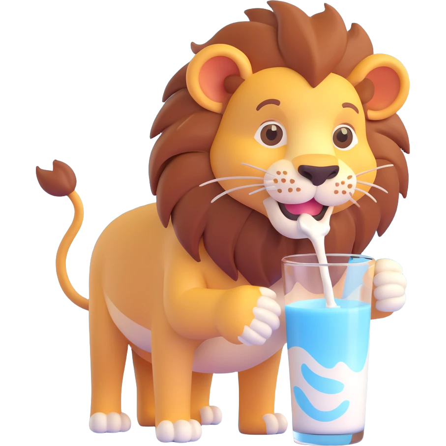 lion drinking milk emoji