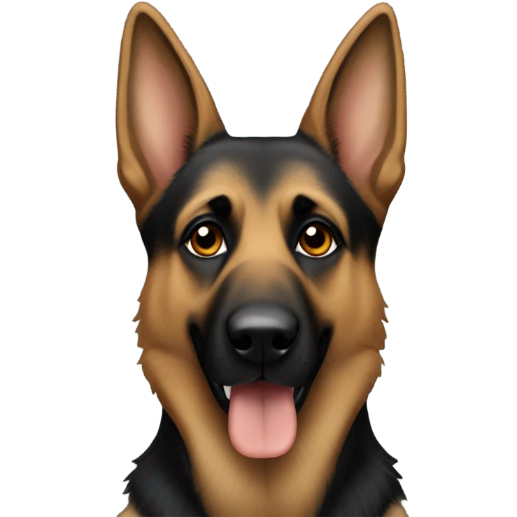 German Shepard with a mostly black face emoji