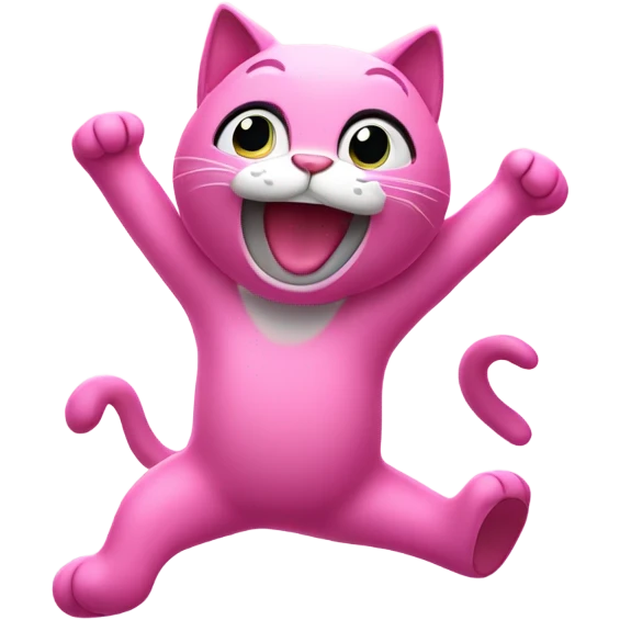 Pink cat dancing in the rain emoji