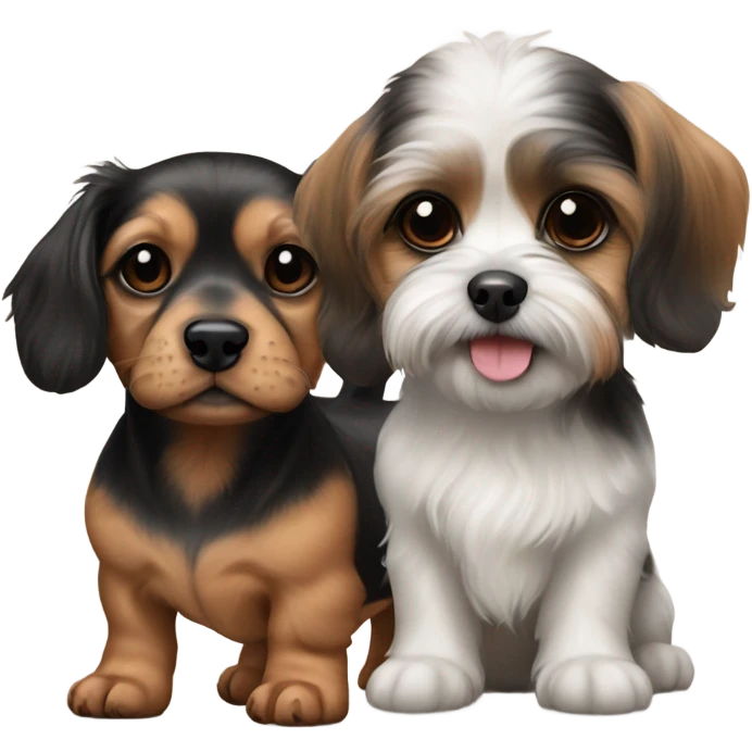 Dachshund and shih tzu puppy together emoji