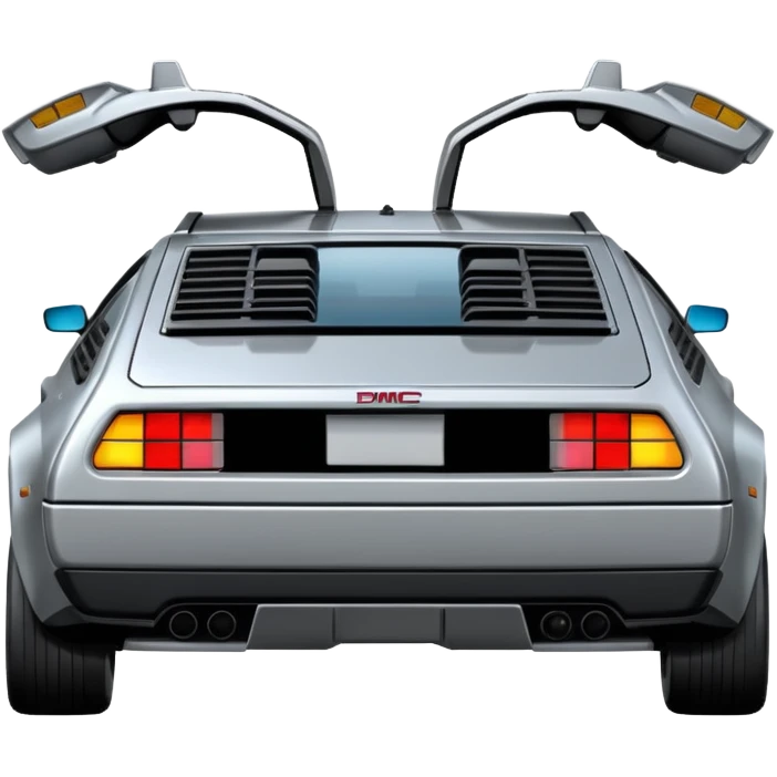 Silver DMC 12 Delorean rear backview emoji