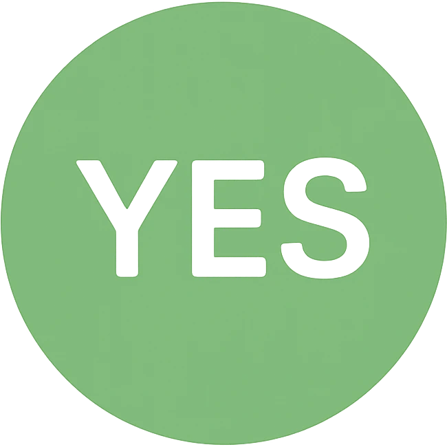 green ball with the word YES written on it, clear readable text, color icon style emoji