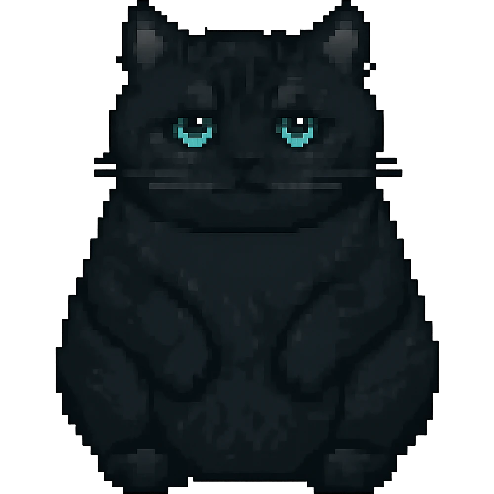Make this cat black in pixel art style with no background. emoji
