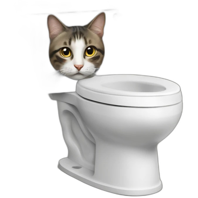Hyper-realistic cat flushing hyper-realistic toilet emoji