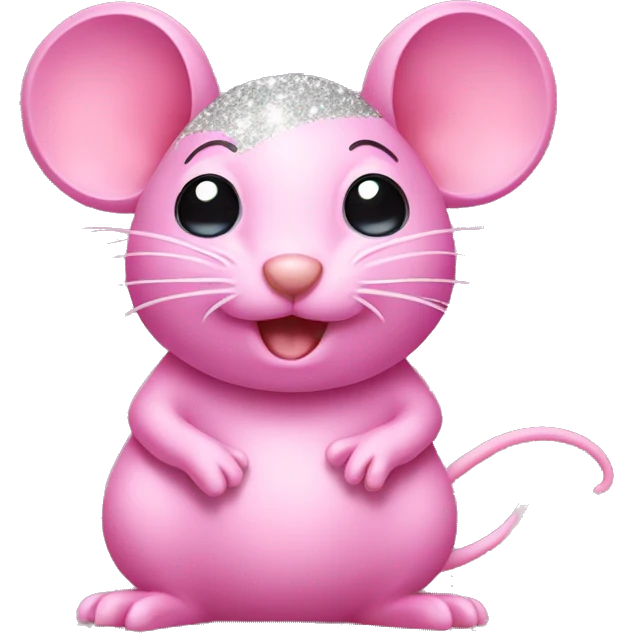 Pink mouse with glitter emoji