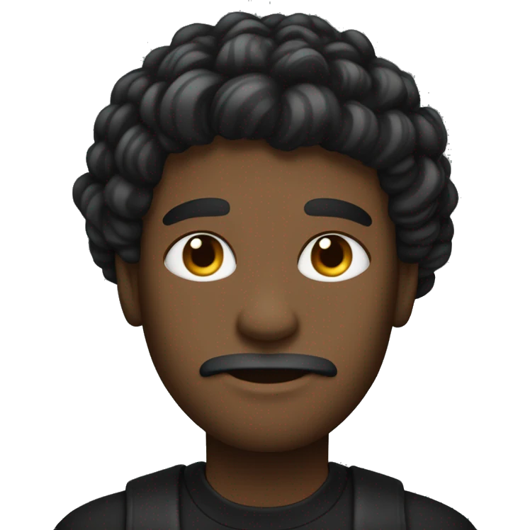 um homem com cabelos pretos compridos, roupa preta e uma faixa preta nos olhos. emoji