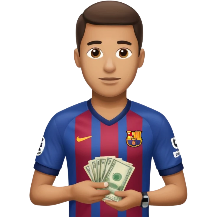 A Fc Barcelona player bribing a match official emoji