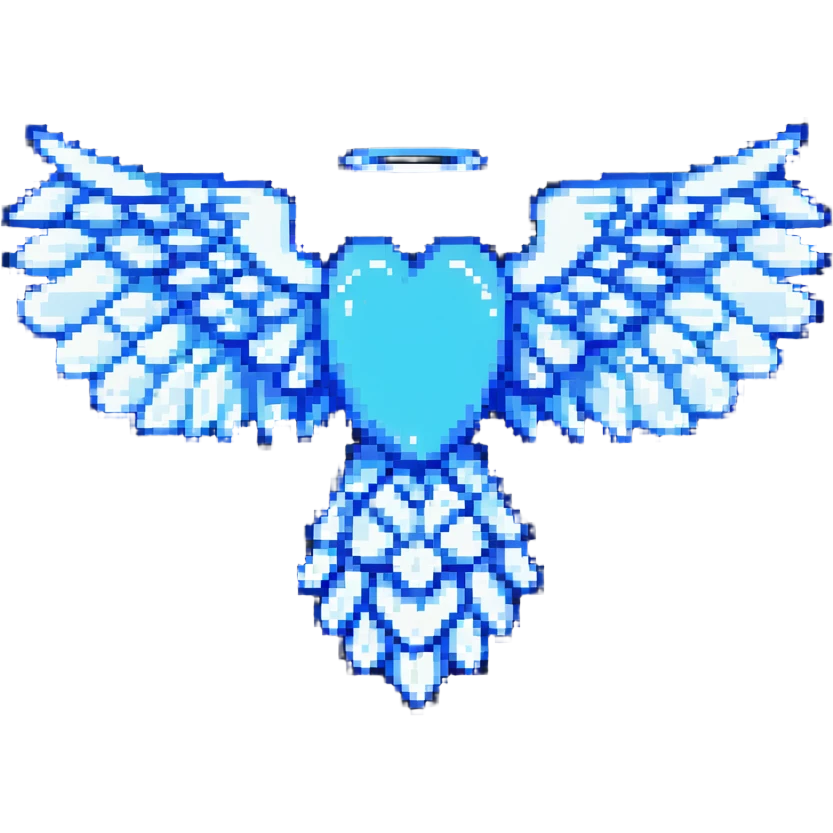 pixel art style angel wing with blue highlights emoji