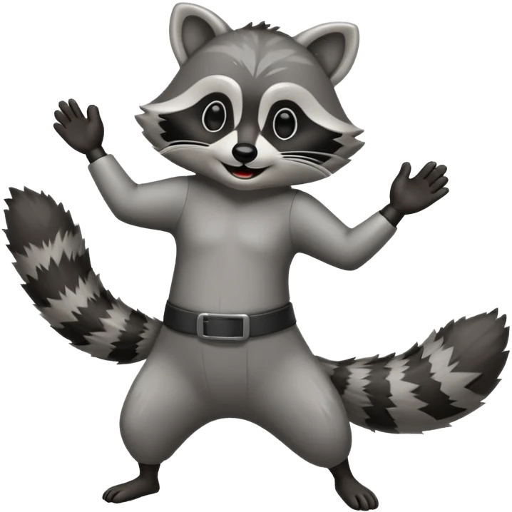 a full body raccoon celebrating / dancing  emoji