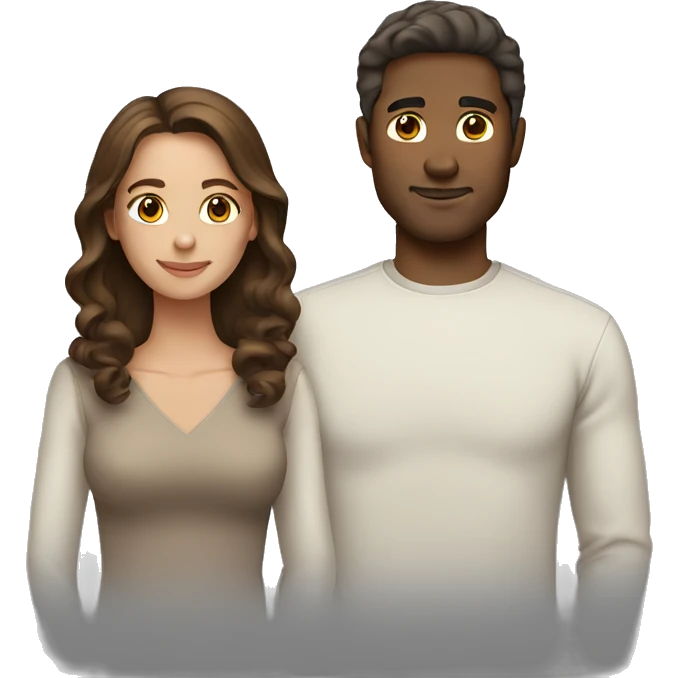 Couple with brown hair emoji