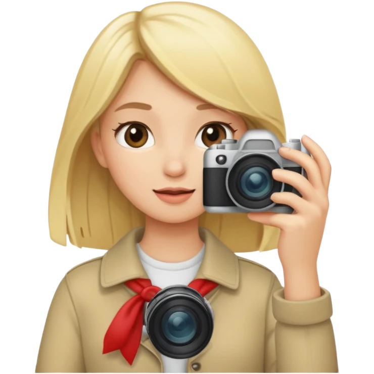 blonde girl photographer cartoon taking picture in middle of taking picture emoji