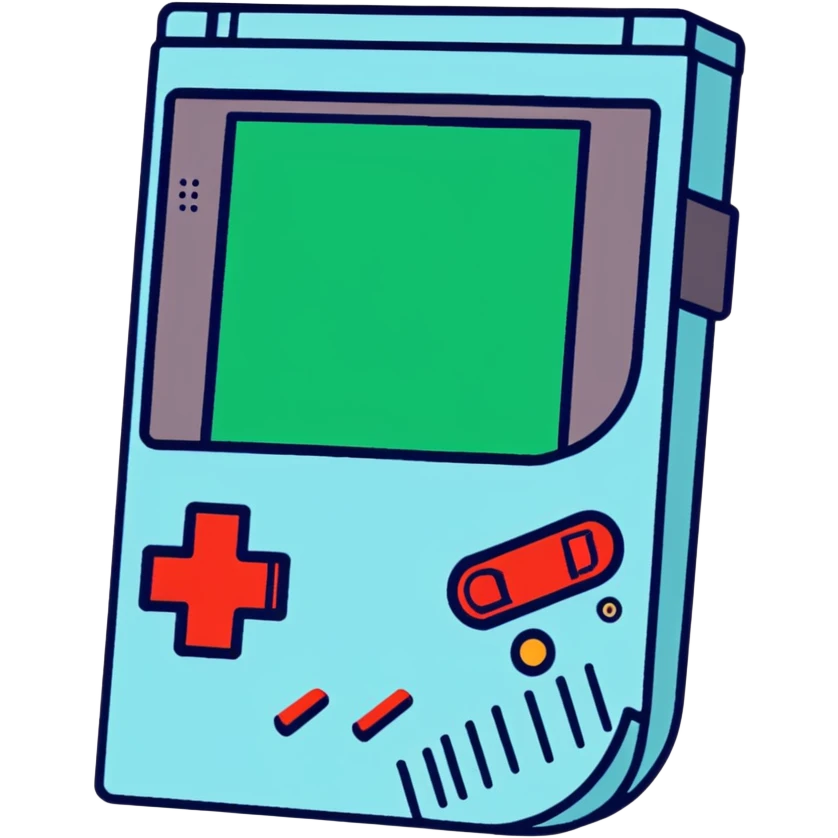 Super Mario playing a Game Boy, cartoonish sticker style emoji