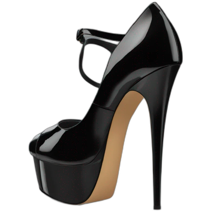 One Black Patent Leather Daffodile Platform Heels emoji