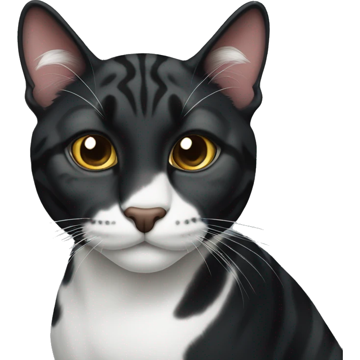 Black tiger cat with white nose emoji
